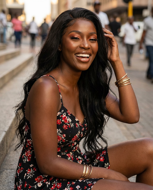 Natural Black Curtain Bangs Human blend Lace Front Wig